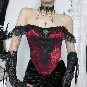 Goth Lace Trim Corset Top