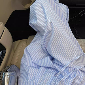 Loose Fit Pastel Cotton Stripe Pants