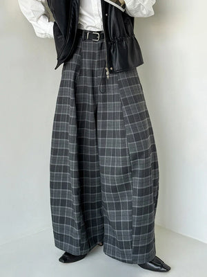 Ultra-Wide Plaid Pants
