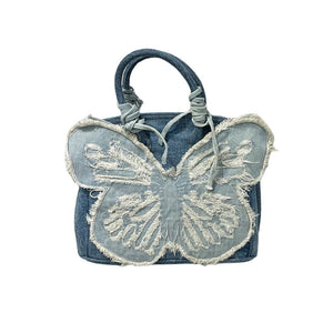 Y2K Aesthetic Denim Butterfly Handbag