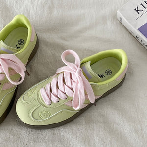 Apple on Toe Green Sneakers