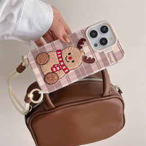 Christmas Deer Embroidery iPhone Case