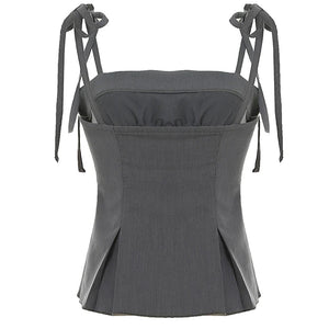 Coquette Ruched Bow Tie Top
