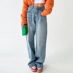 Heart Print Pocket Wide Leg Jeans