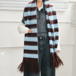 Bookshop Knit Mocha Blue Scarf