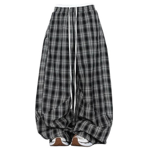 Skater Girl Plaid Wide Leg Pants