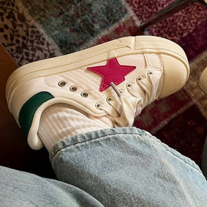White & Red Star Sneakers