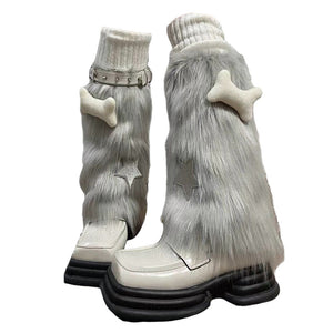 Y2K Star Fuzzy Leg Warmers