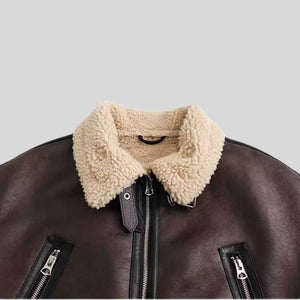 Faux Leather Aviator Jacket