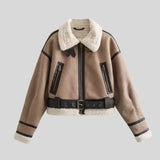 Faux Leather Aviator Jacket