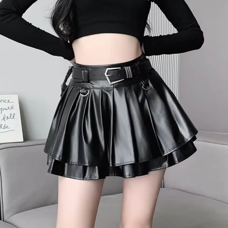 Faux Leather Mini Skort