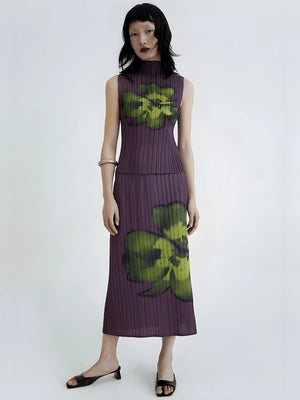 Floral Top & Midi Skirt Two Piece Set