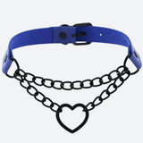 Grunge Heart Belted Choker Necklace