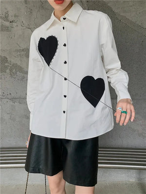 Heart Patch Button-Up Shirt