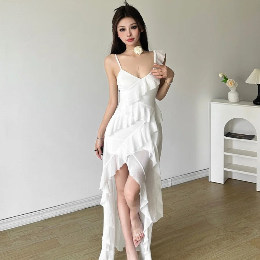 Ruffled Mullet Mini Dress