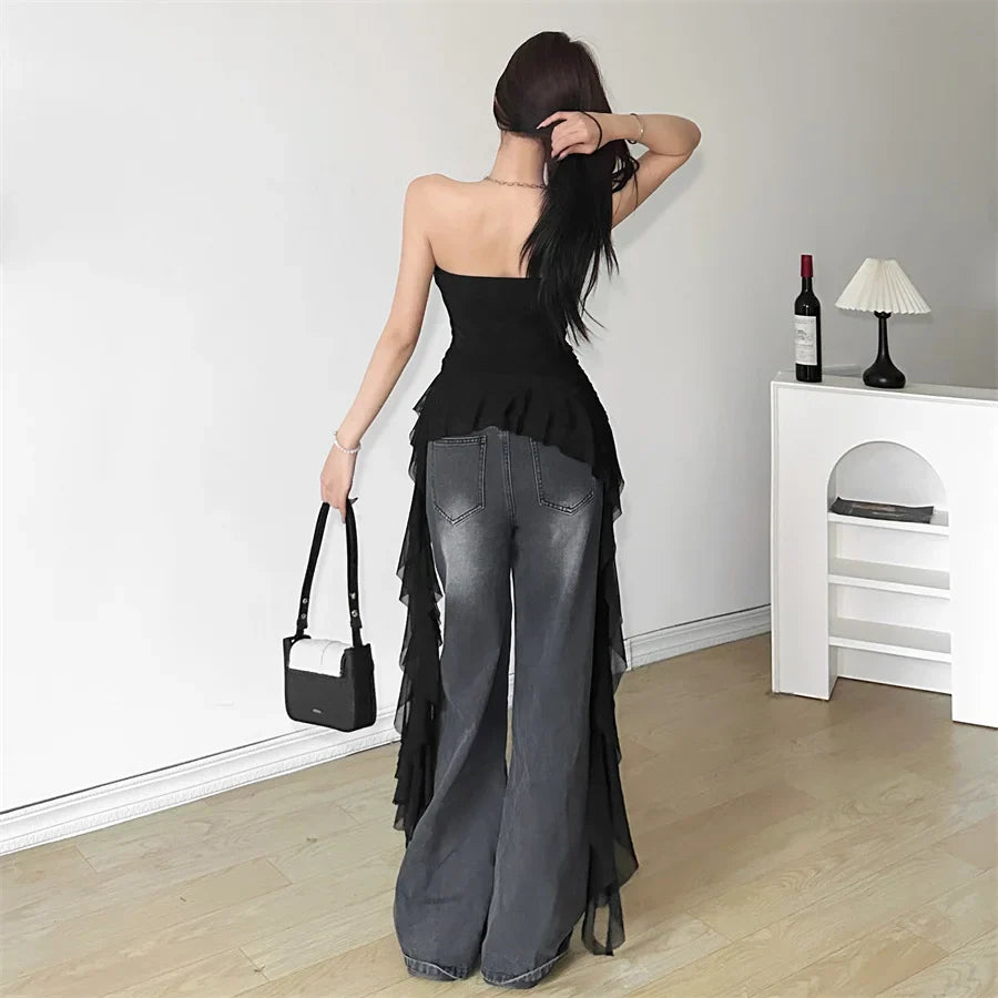 Ruffled Strapless Top