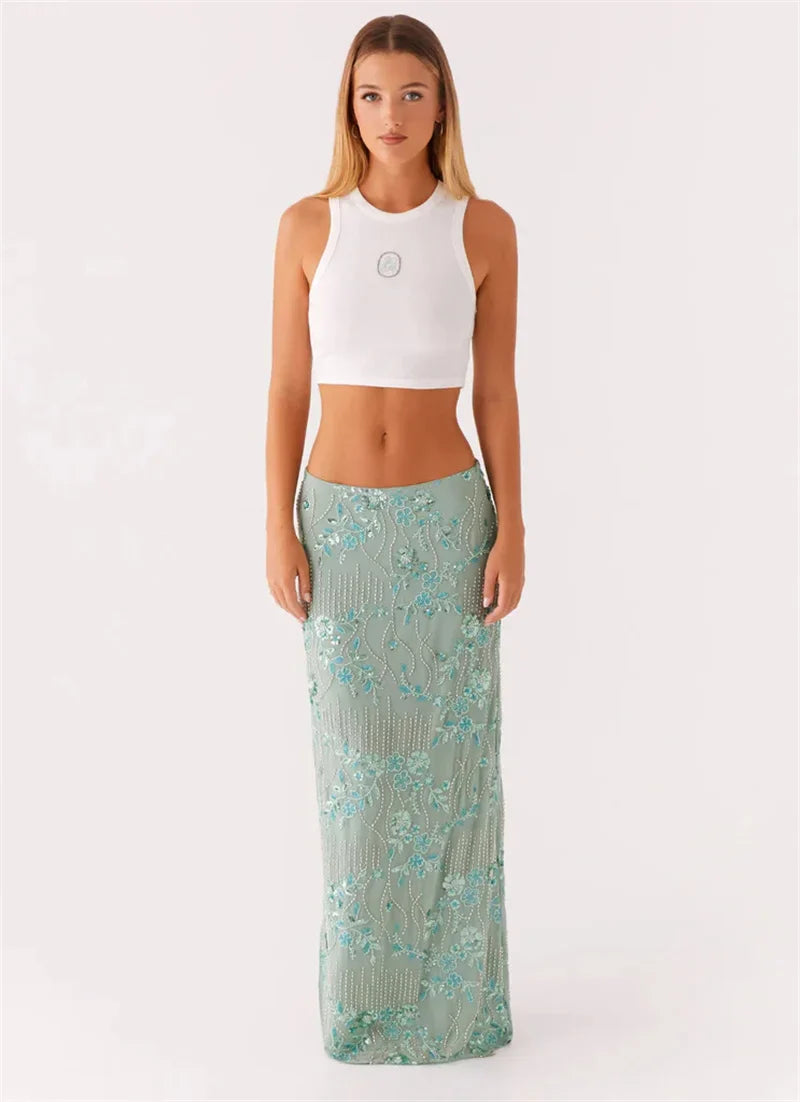 Sequin Embellished Maxi Skirt