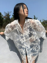 Sheer Floral Lace Shirt