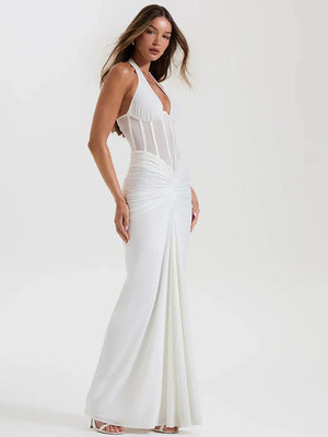 Sheer Halter Maxi Dress