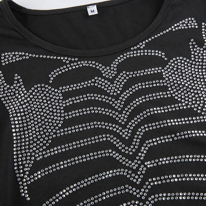 Skeleton Rhinestone Long Sleeve Top