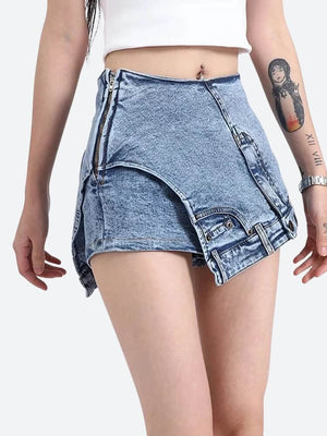 Upside Down Denim Mini Shorts