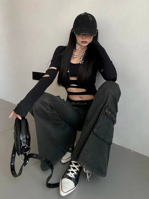 Y2K Flared Cargo Jeans