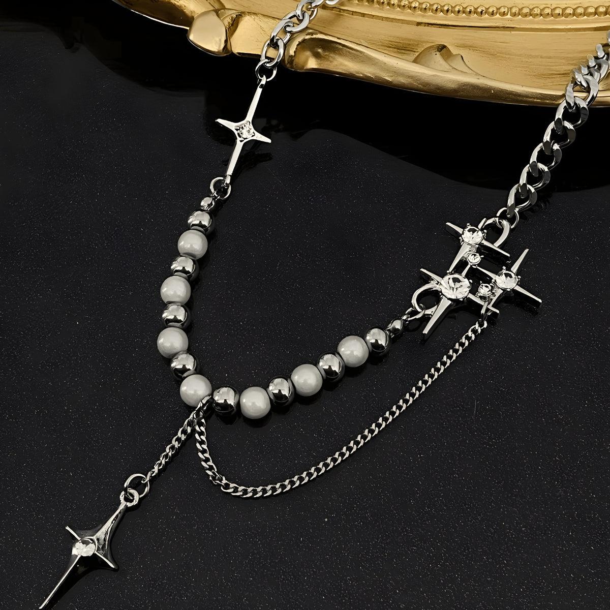 Y2K Star Beaded Chain Necklace