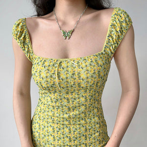 Amalfi Lemon Ruched Mini Dress