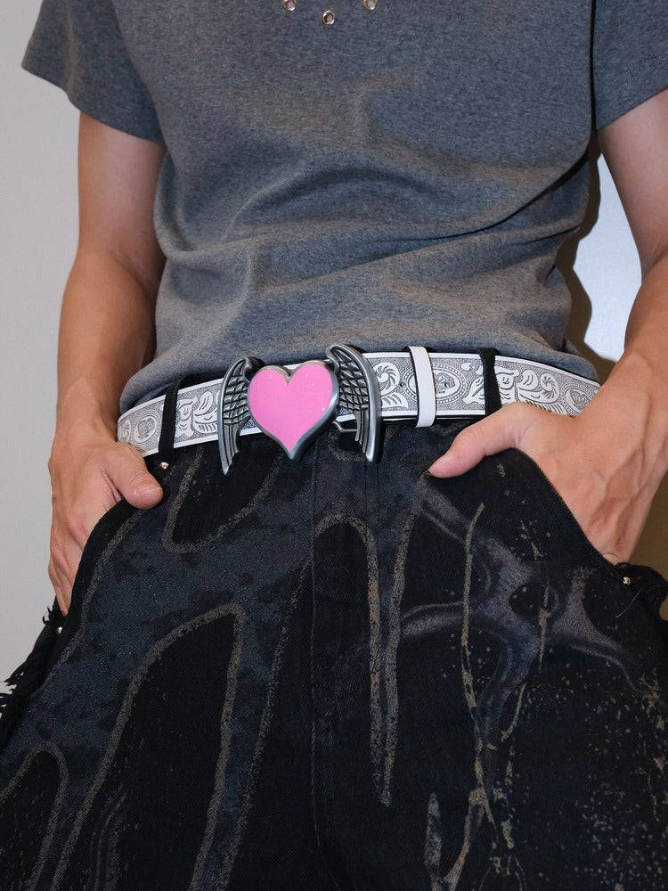 Y2K Aesthetic Angel Wings Heart Belt