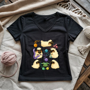Sheep Knitter Lady V-neck