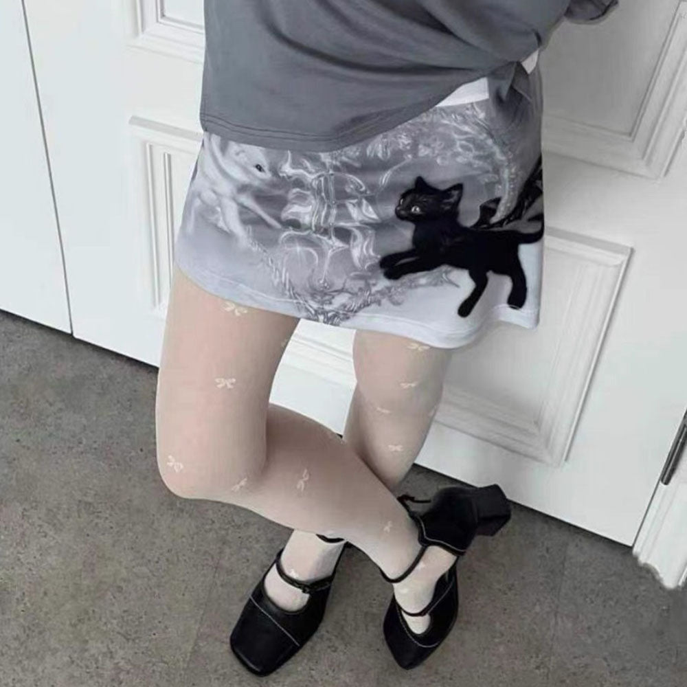 Black Cat Mini Skirt