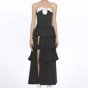 Rebel Muse Bow Striped Maxi Dress