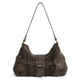 Brown Buckle Strap Shoulder Bag
