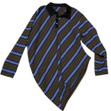 Brown Blue Stripe Rugby Polo