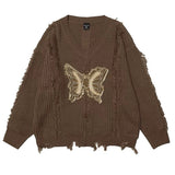 Butterfly Aesthetic Distressed Sweater