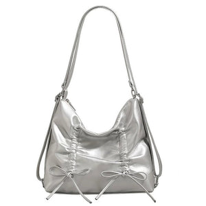 Coquette Ruched Bow Shoulder Bag
