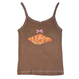 Croissant Print Y2K Tank Top