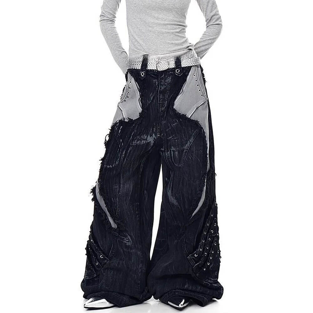 Model Behavior Distressed Wide-Leg Jeans