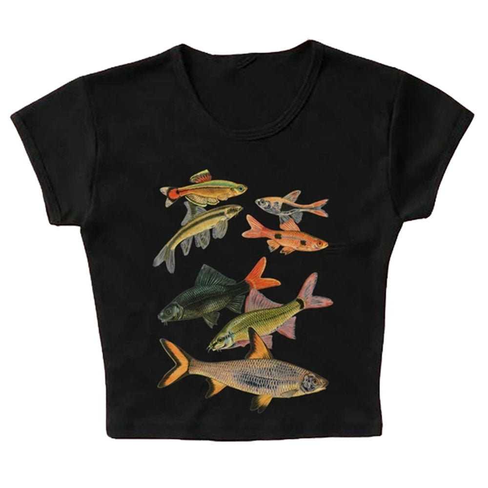 Fish Print Aesthetic Baby Tee