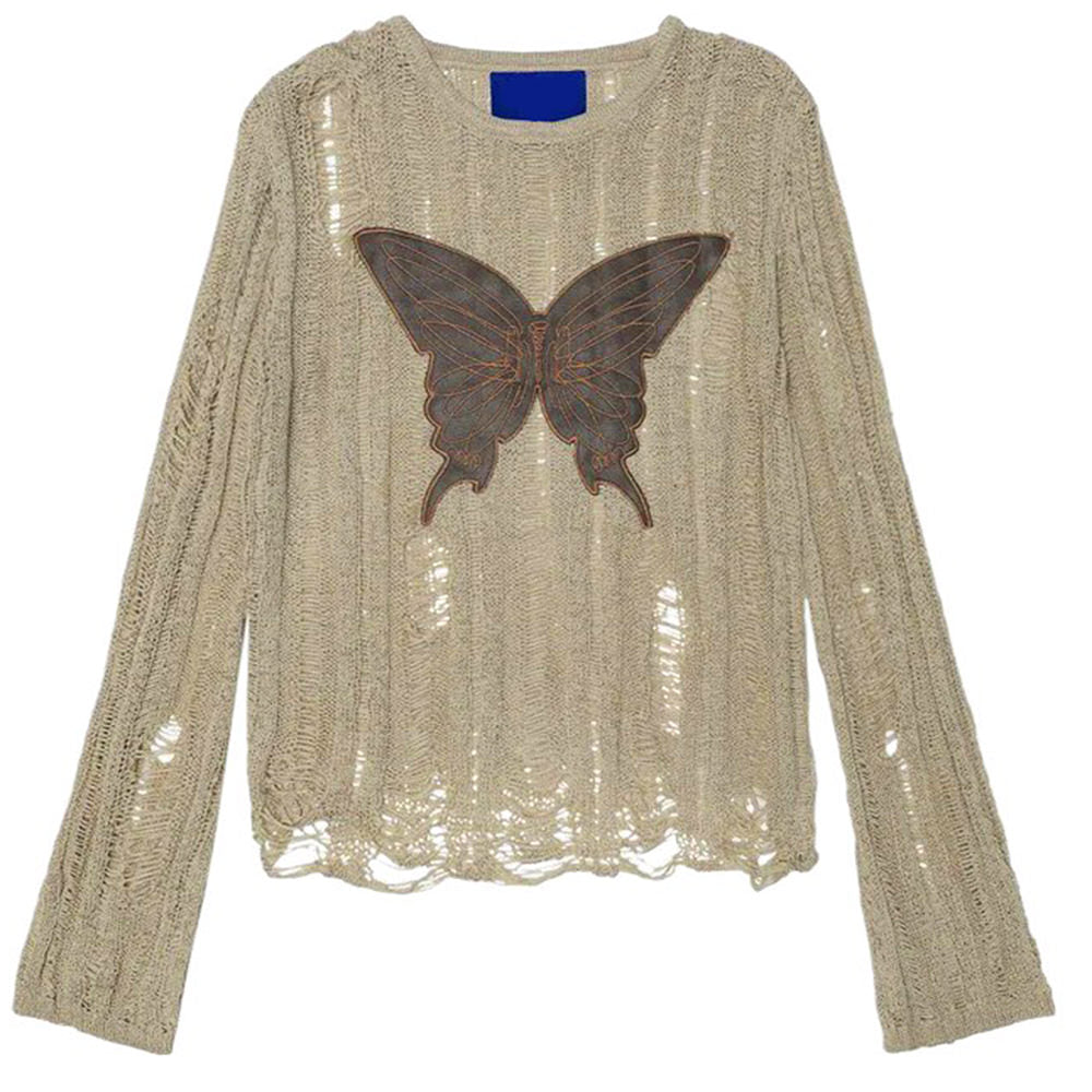 Grunge Aesthetic Butterfly Knit Top