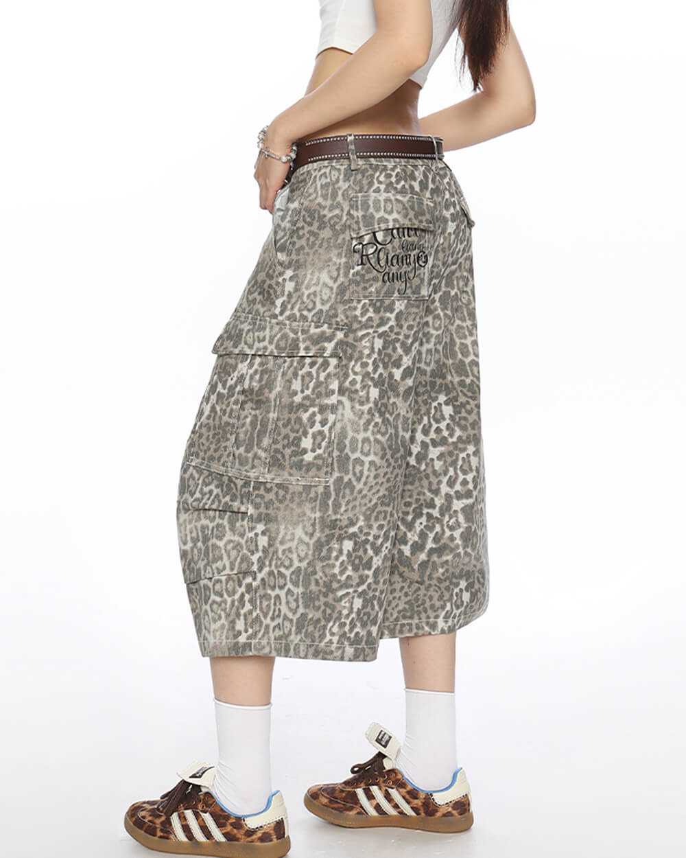 Animal Instincts Leopard Print Cargo Shorts