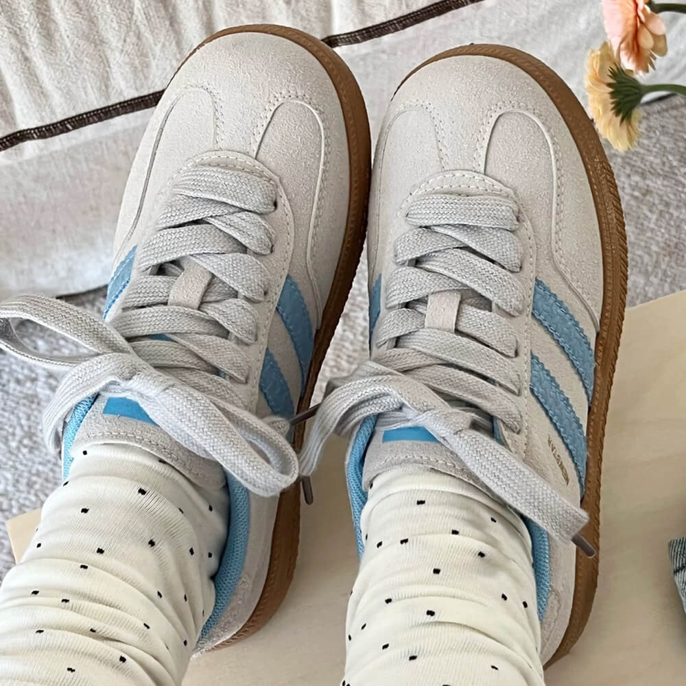 Light Grey & Blue Stripe Sneakers