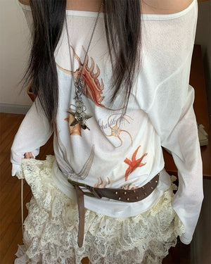 Mermaid Aesthetic Off-Shoulder Top