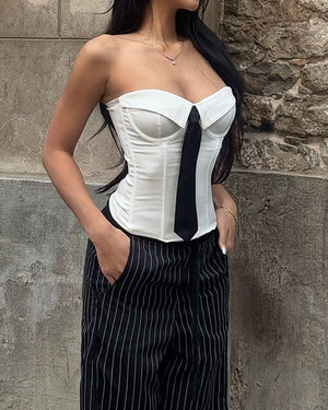 Office Siren Tie Corset Top