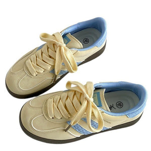 Pastel Yellow & Blue Stripe Sneakers