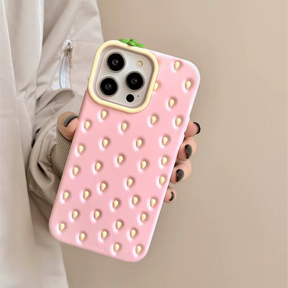 Pink Strawberry 3D iPhone Case