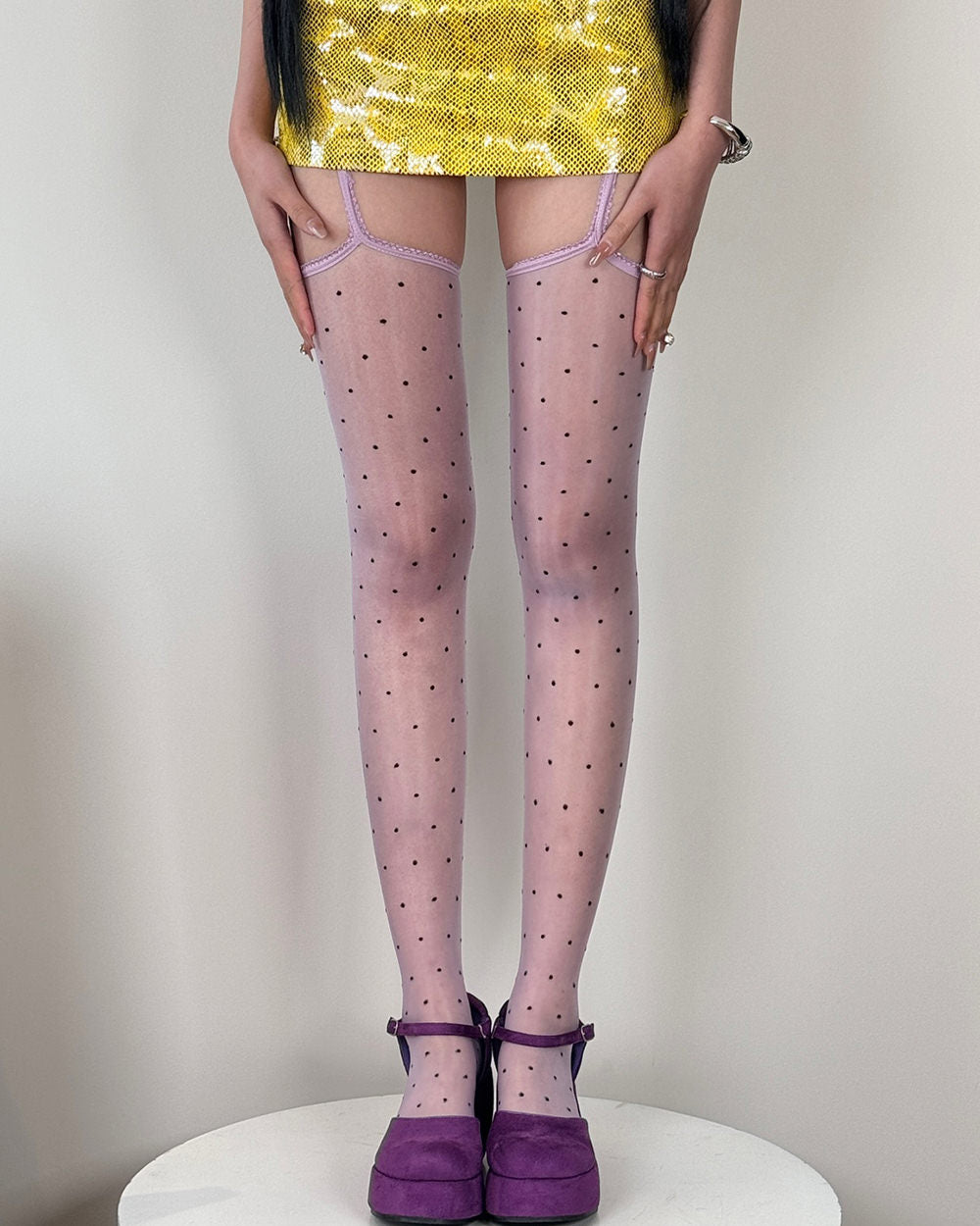 Polka Dot Suspender Tights