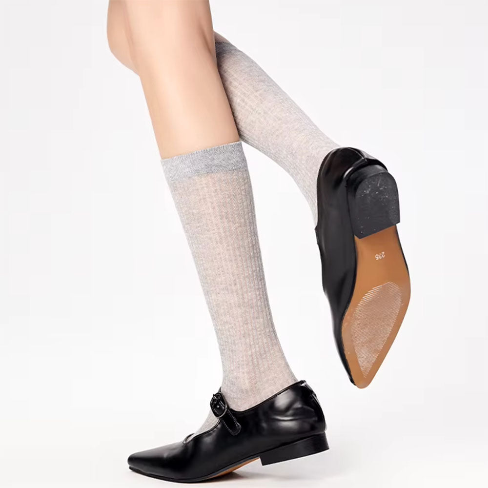 Preppy Style Ribbed Thin Socks