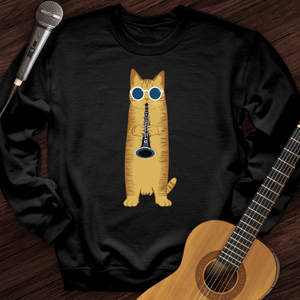 Cat Playing The Clarinet Crewneck