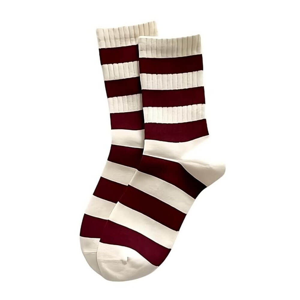 Red & Beige Striped Socks